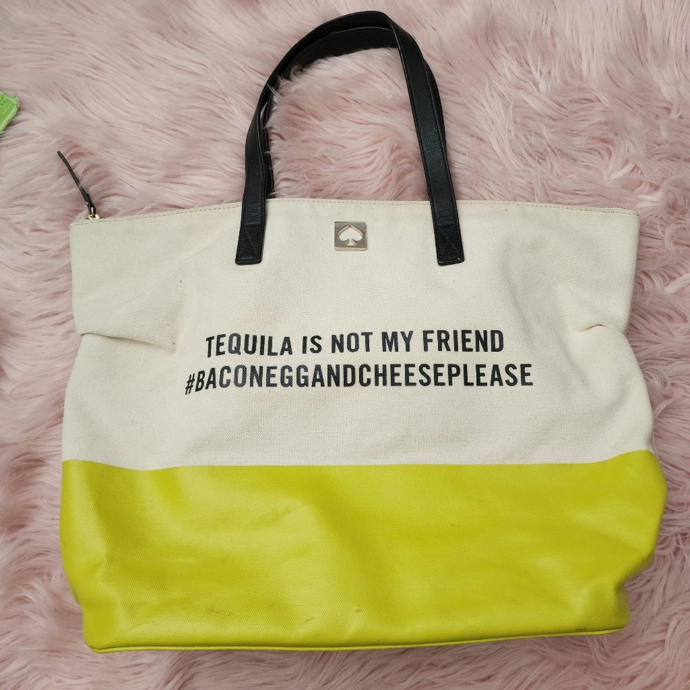 Kate Spade Tequila is not my friend zipper canvas tote - Picture 13 of 13